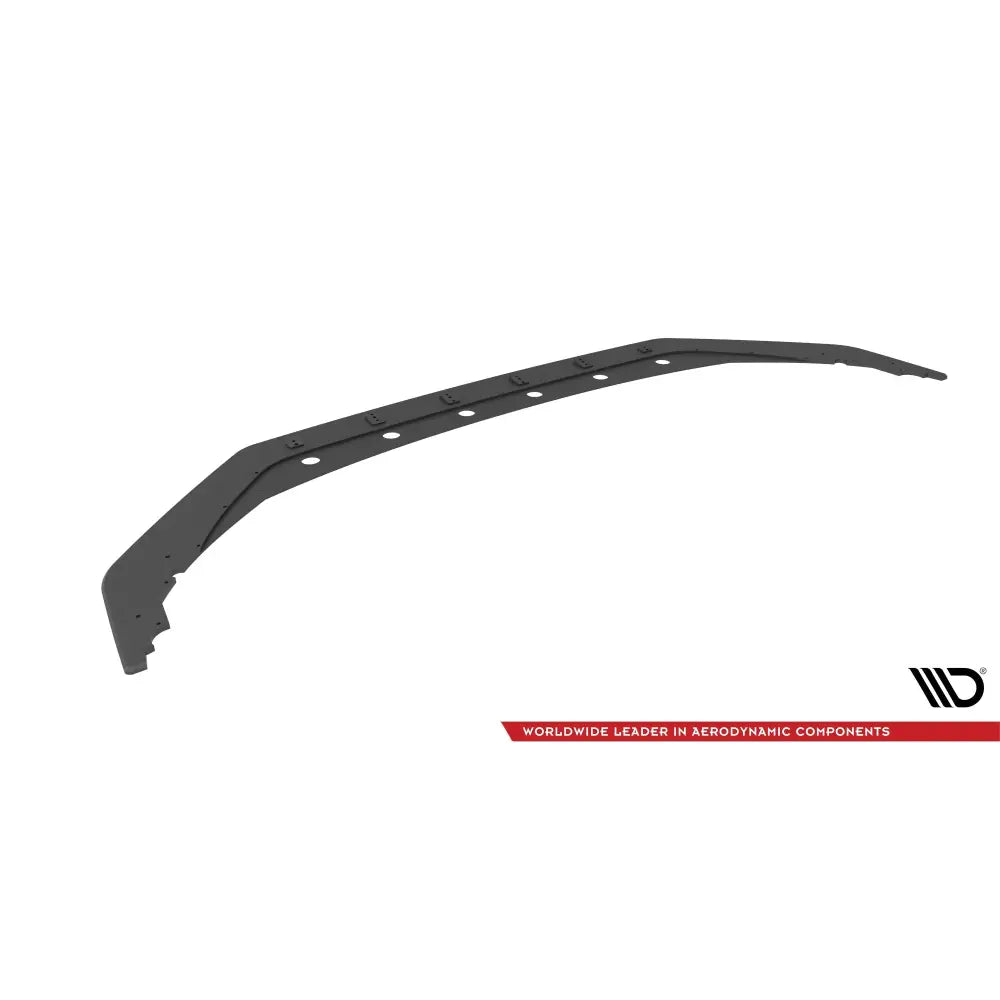 Front lip Honda Civic Type-R Mk 11 Street Pro sett skrått ovenfra med skruehull på hvit bakgrunn.