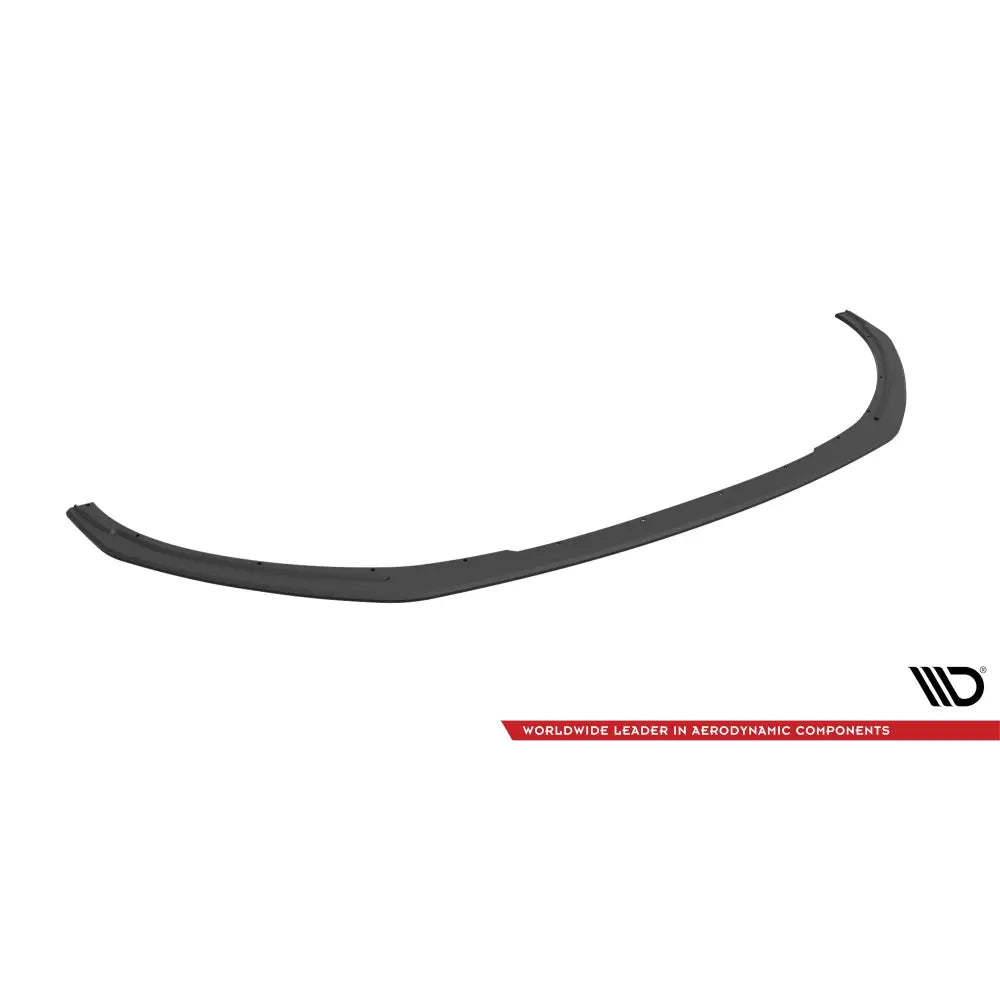 Front lip til Renault Clio RS Mk4 Street Pro, sort plast med buet form og festehull, sett forfra.