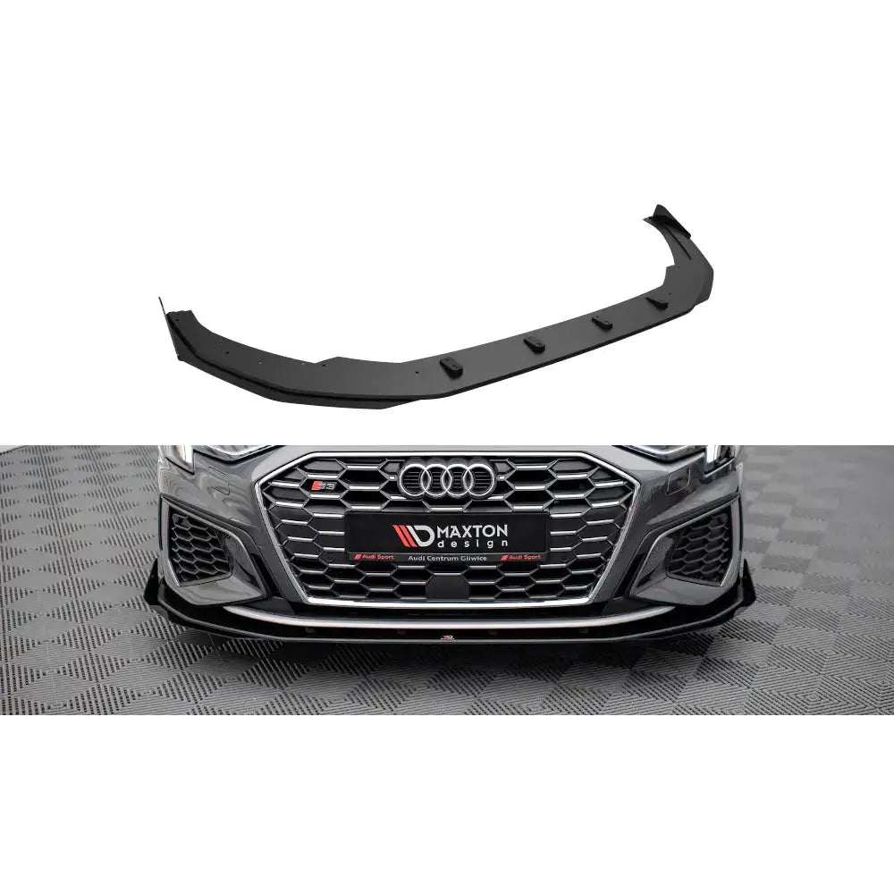 Frontleppe Street Pro V.1 med flaps til Audi S3/A3 S-Line 8Y, vist montert og alene.