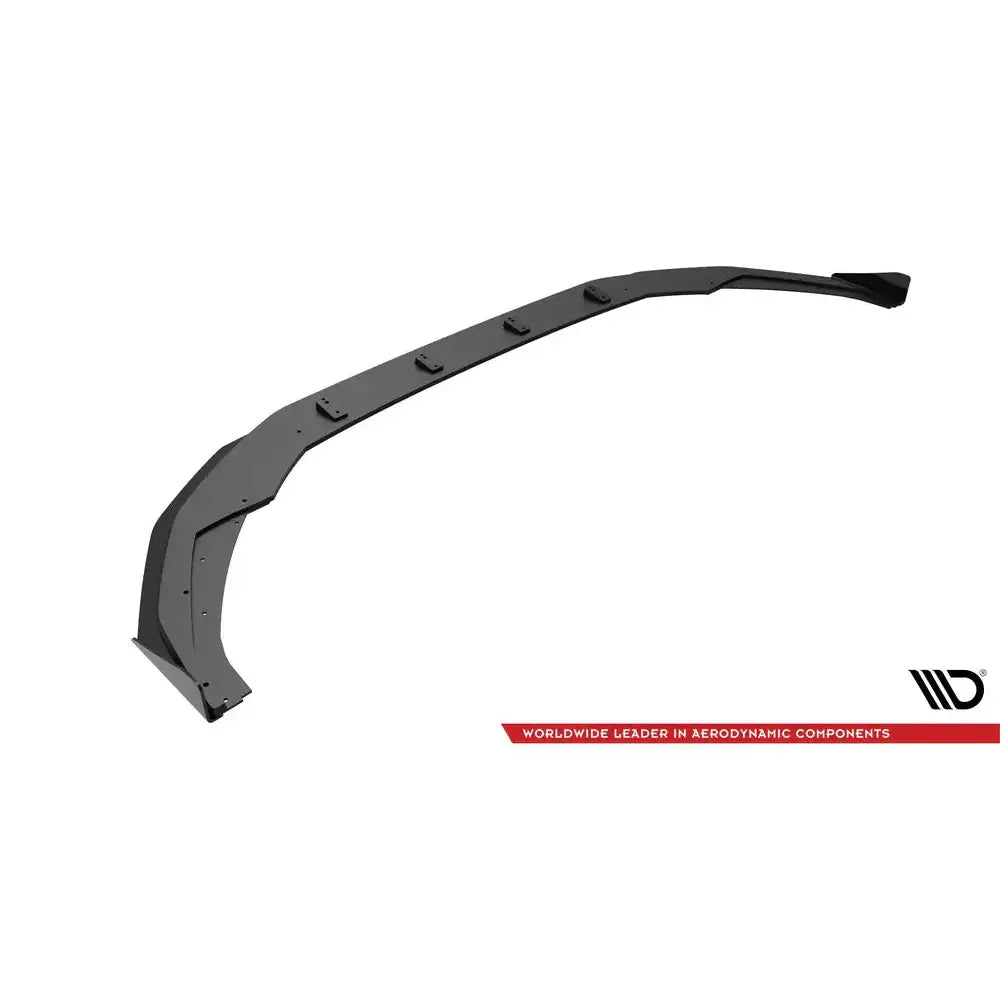 Frontspoiler Street Pro V.1 med flaps til Audi S3/A3 S-Line 8Y, sett skrått ovenfra på hvit bakgrunn.