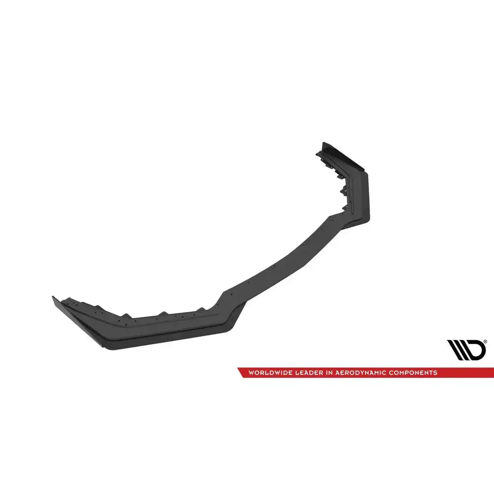 Front splitter Street Pro V.1 til Ford Mustang GT Mk6 Facelift, svart plast med markerte kanter og monteringspunkter.