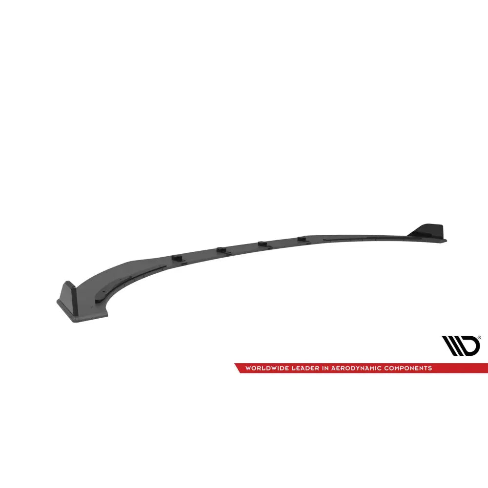 Front lip Toyota GR86 Mk1 Street Pro V2 i sort plast med festeanordninger, sett skrått ovenfra.