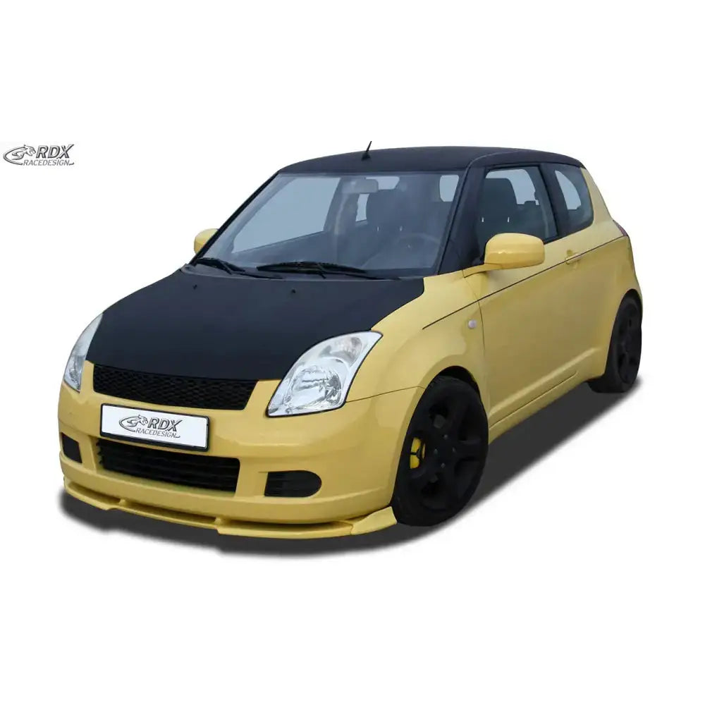 Frontleppe på Suzuki Swift MZ/EZ 05-08 i matt gul med svart panser og sportslige detaljer.