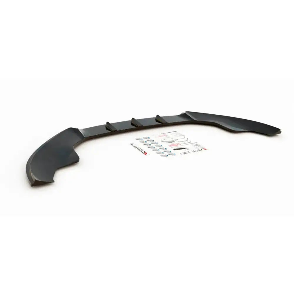 Spoiler Audi S4 / A4 S-Line B8 V.1 i svart plast med tre finner, monteringssett og instruksjoner vises.