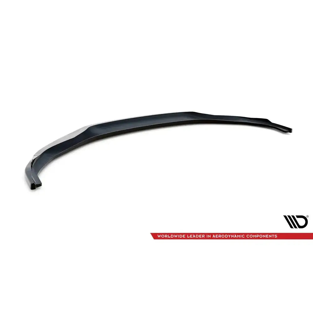 Frontspoiler BMW 4 Gran Coupe M-Pack G26 V.1 i sort plast, skrå vinkel, buet form og markerte kanter.