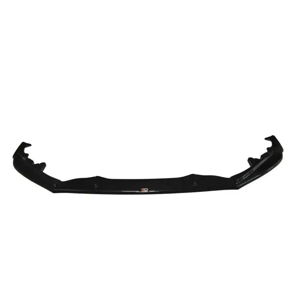 Front splitter Lexus Ct Mk1 Facelift V.1 i svart blank plast sett ovenfra med synlig logo på hvit bakgrunn.