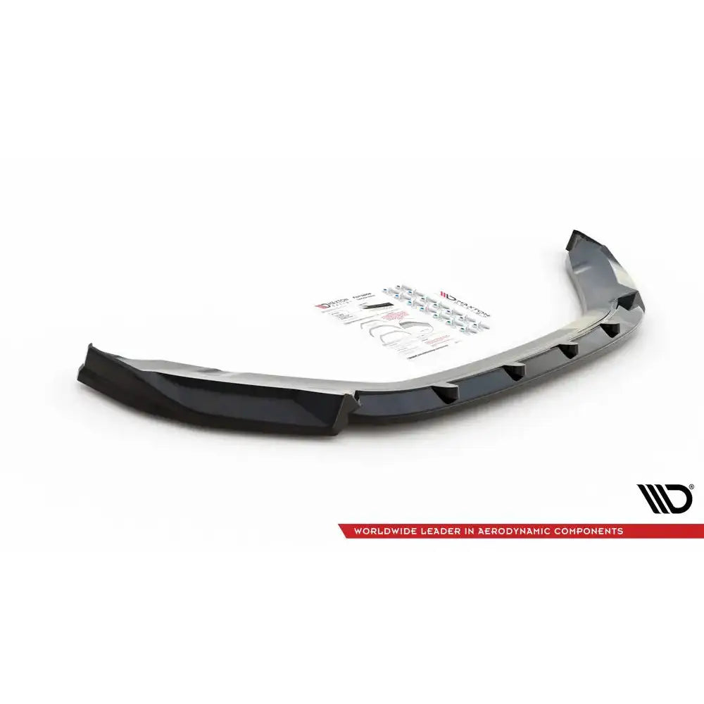 Front splitter til Skoda Kodiaq Mk1 Facelift, sort plast med aerodynamiske detaljer og monteringssett.