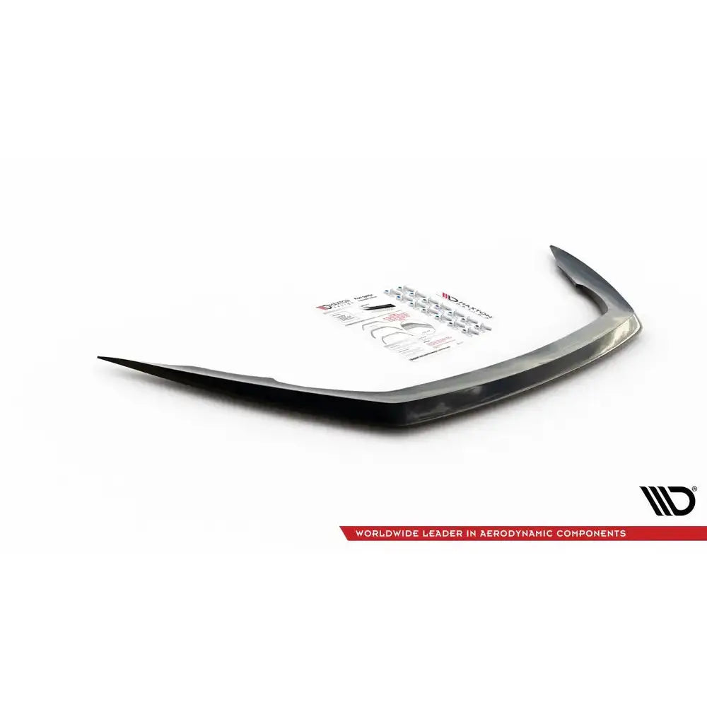 Front lip til Skoda Octavia RS Mk3 Facelift, svart spoiler med monteringsutstyr og instruksjoner.