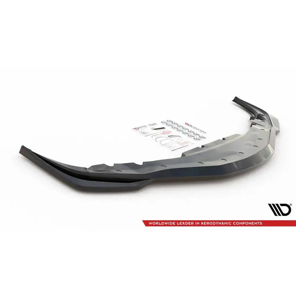 Front lip til Toyota Supra Mk5 V.1, sort plast frontsplitter med monteringsutstyr og instruksjoner.