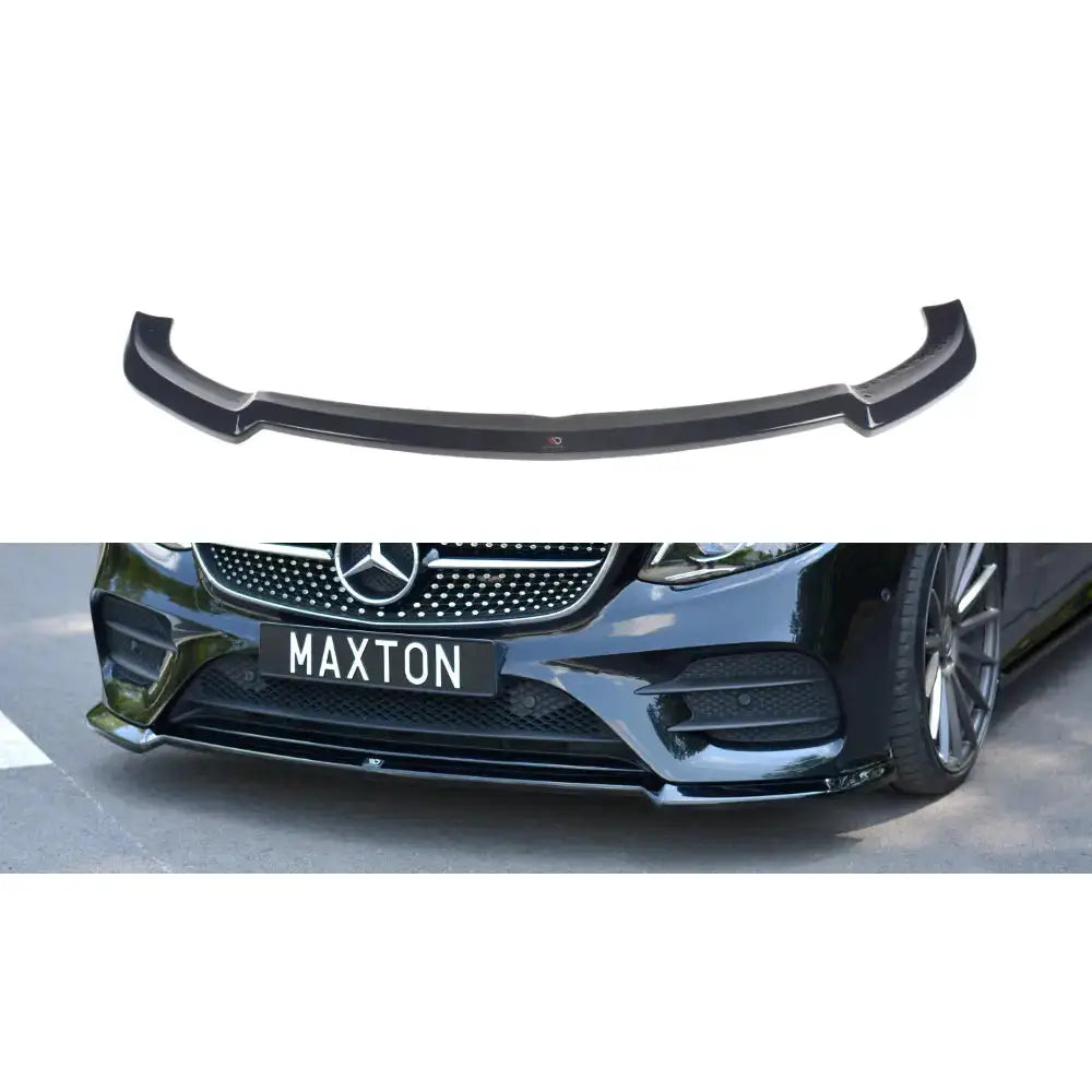Frontleppe til Mercedes Benz E-Class W213 Coupe Amg-Line i sort blank plast, vist alene mot hvit bakgrunn.