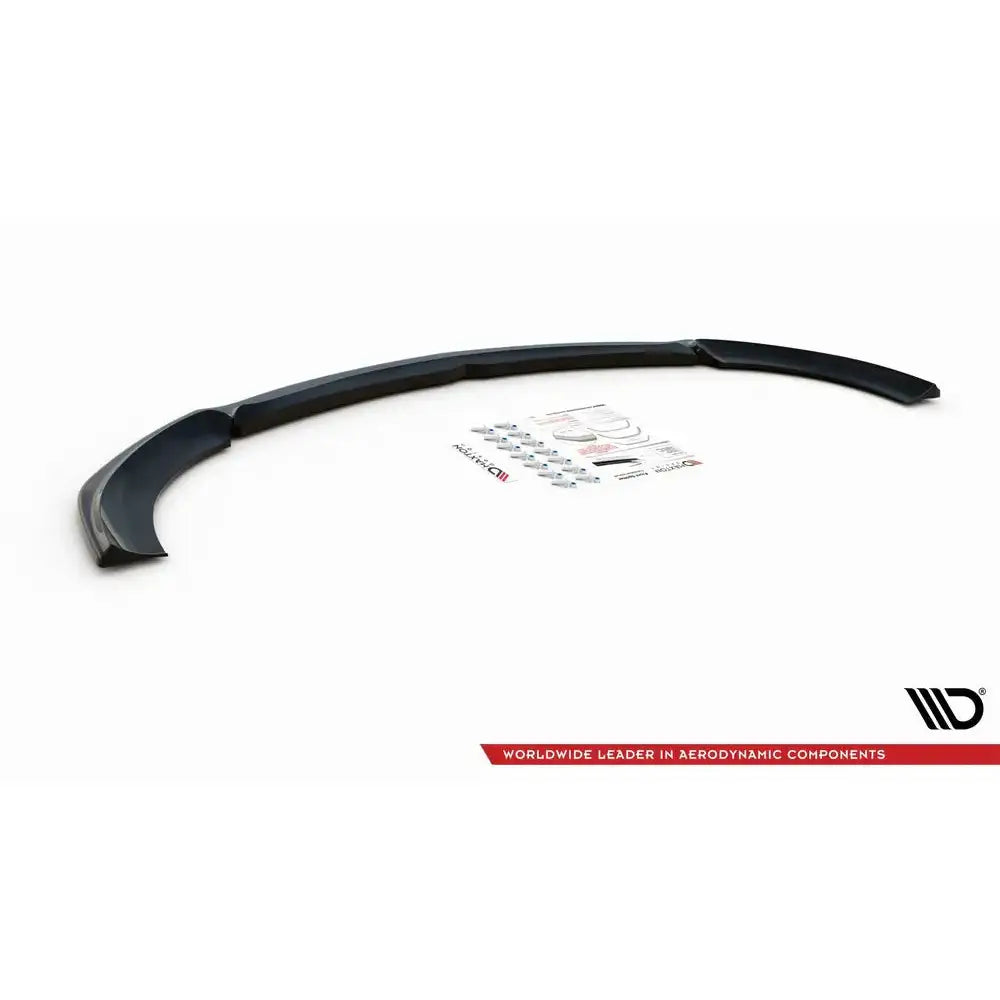Front splitter Mercedes E63 AMG Estate Sedan S213/W213, svart buet spoiler med utstyr, sett ovenfra.