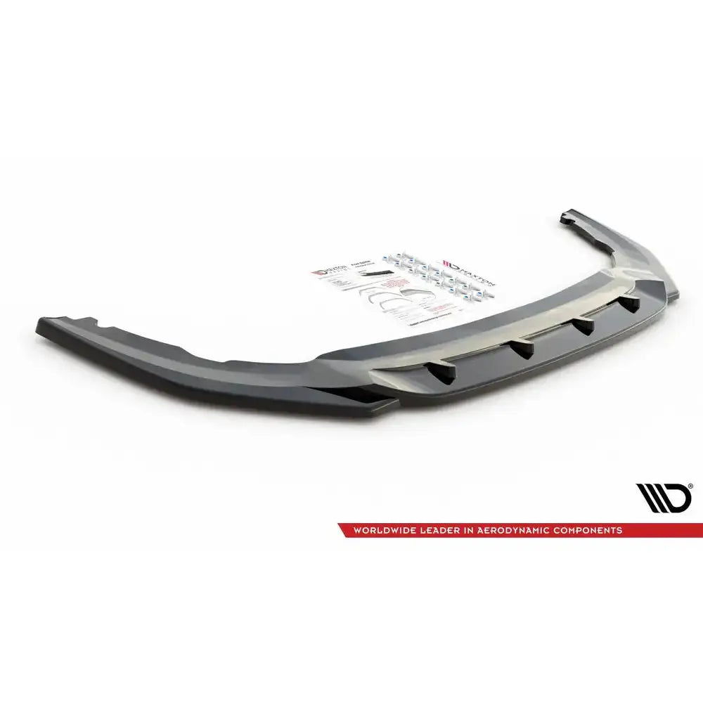 Front lip Volkswagen Golf 8 GTI Clubsport V.3 svart og grå spoiler med monteringsutstyr og instruksjoner.