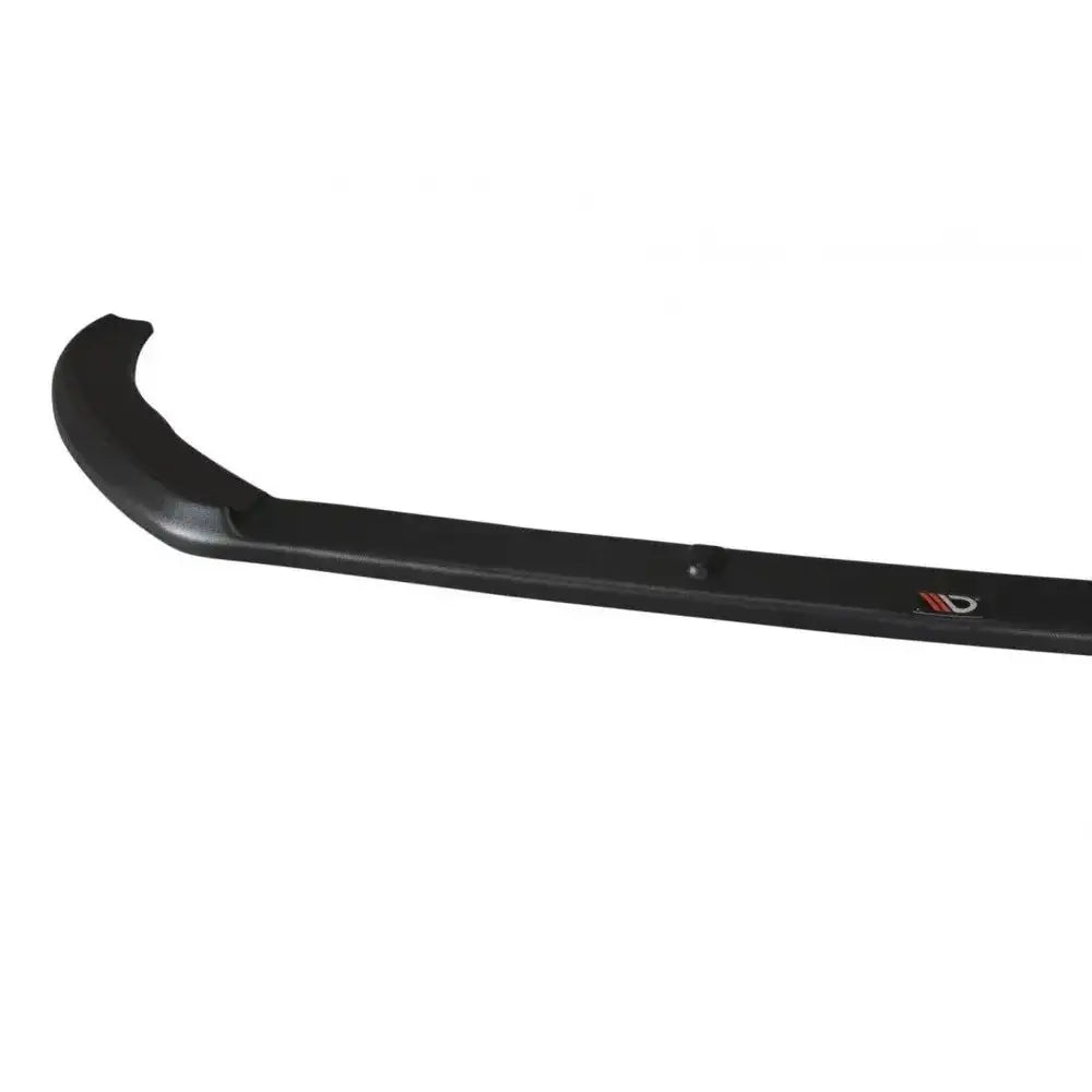 Frontspoiler Ford Fiesta Mk8 ST st-Line V.3 i sort plast, sidevisning med buet ende og liten logo.