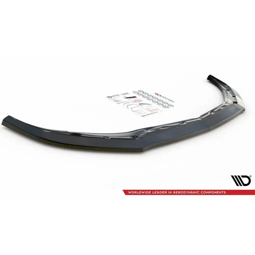 Front splitter til Mercedes C63 AMG Coupe C205, sort plast med monteringsutstyr og instruksjoner.