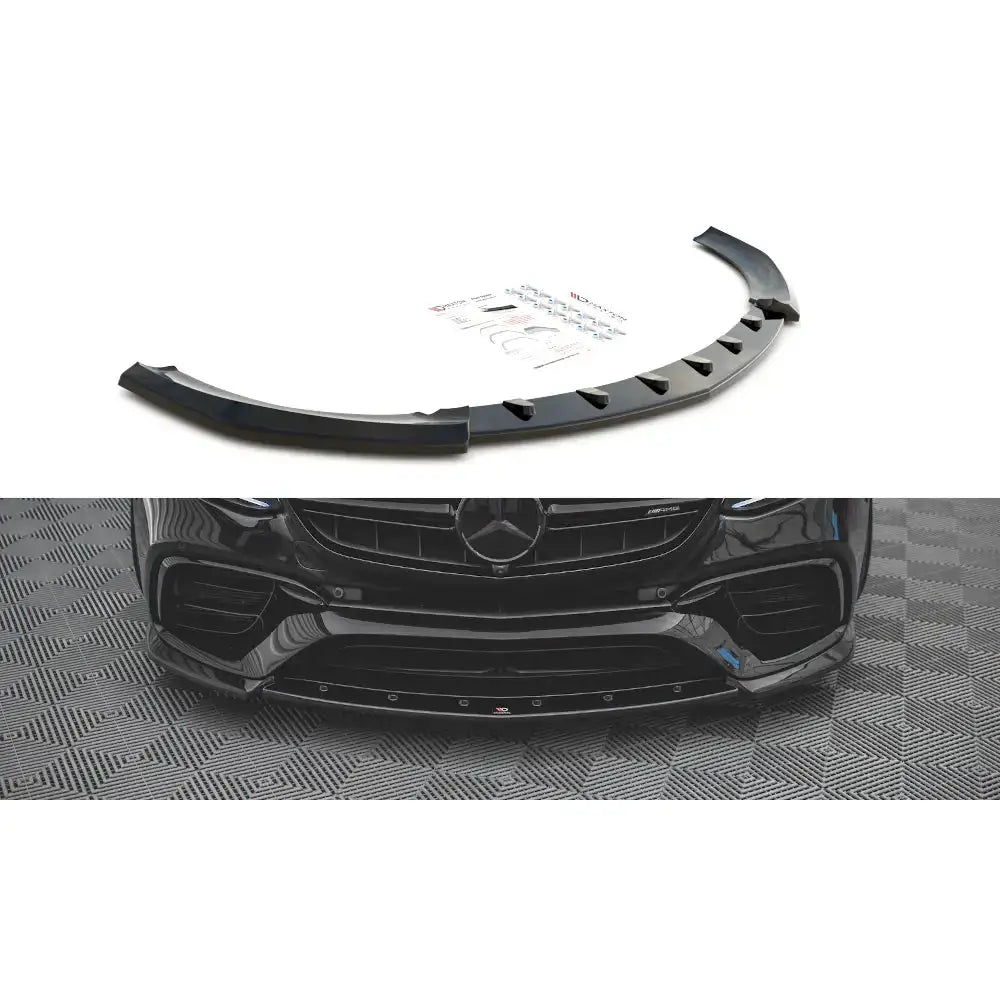 Frontleppe til Mercedes-Benz E63 AMG S213/W213, svart plast med glanset finish og monteringsutstyr.