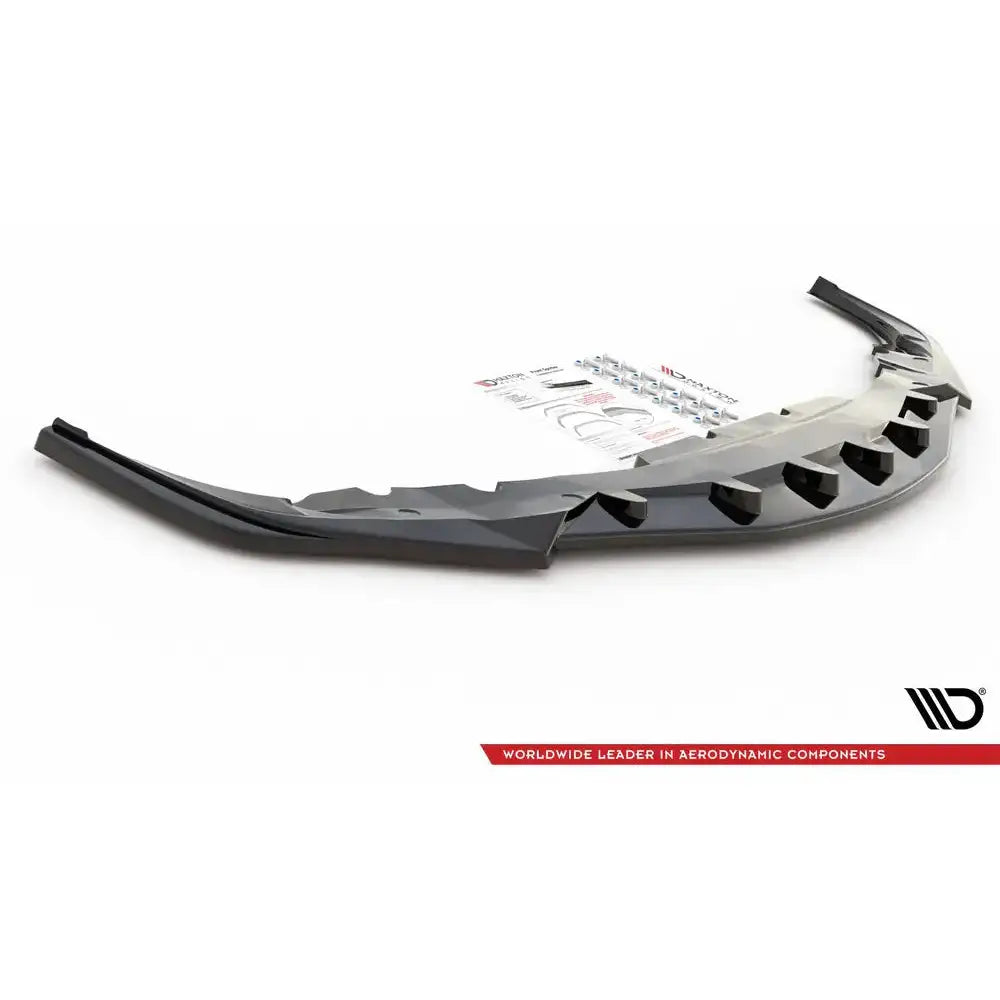 Front splitter til Toyota Supra Mk5 V.4 19-, svart plast med monteringsutstyr og instruksjoner.