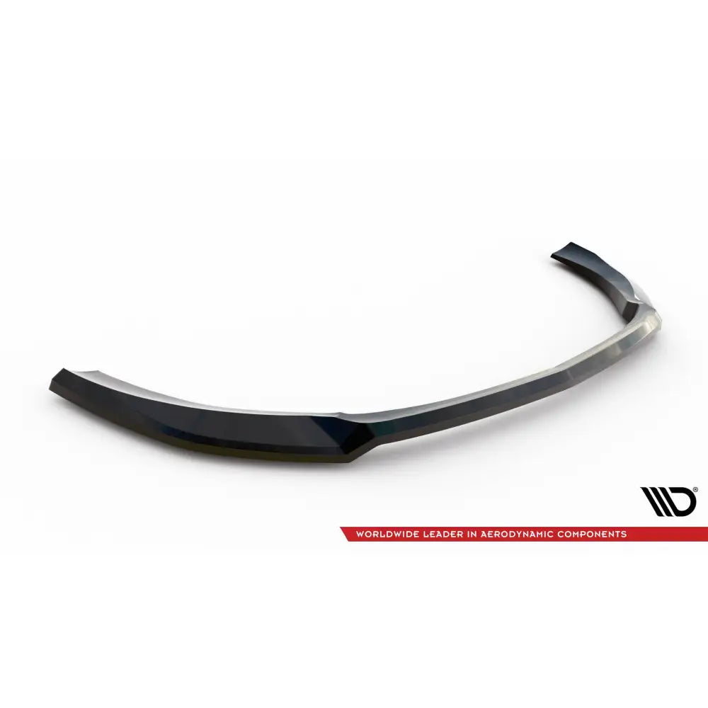 Frontspoiler til Mercedes S AMG-Line W222 Facelift V1, svart glanset plast, skrått ovenfra mot hvit bakgrunn.