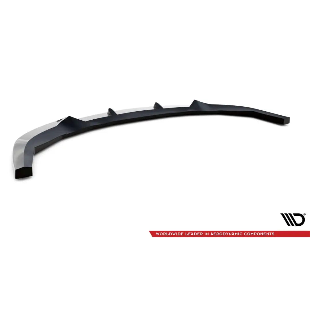 Frontspoiler Dodge Charger SRT Mk7 Facelift V2 i svart plast med tre finner, sett fra skrå vinkel.