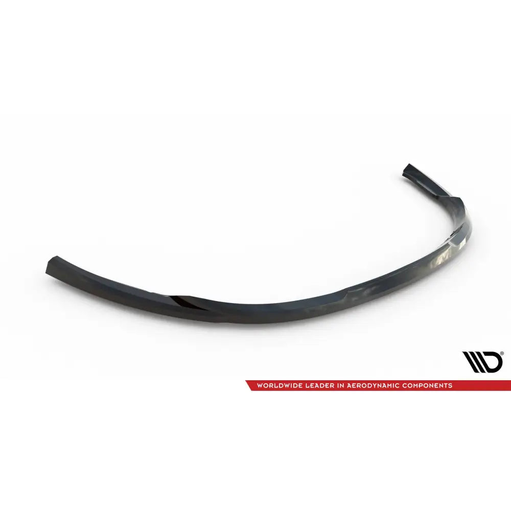 Frontspoiler til Renault Megane GT Mk3 Facelift V2 i sort glans, skrå vinkel, rød stripe og logo.