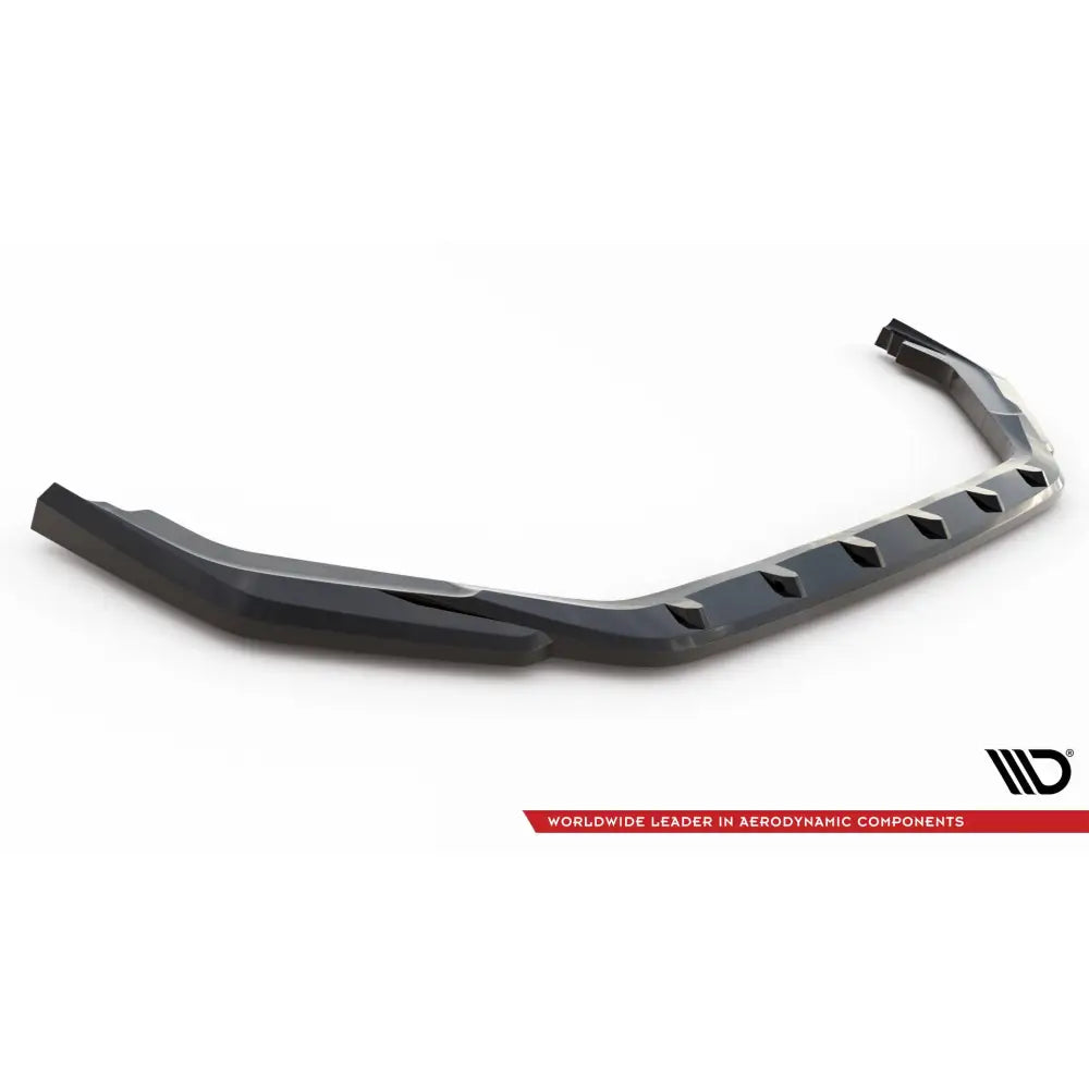 Front lip til Honda Civic Type-R Mk 11 V3 i matt sort plast med markante vinkler og luftkanaler.