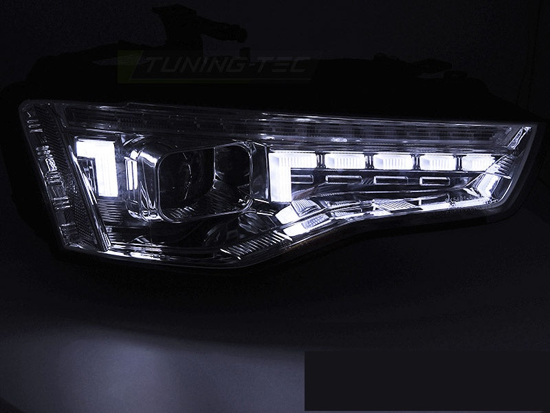 Frontlykter Audi A5 8T 2011–2016 xenon-design med LED og krom sett fra siden