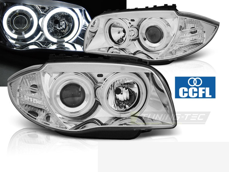 CCFL Angel Eyes frontlykter i krom for BMW E81 E82 E87 E88 2004-2011