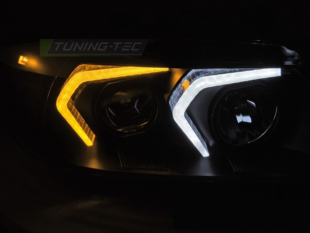 BMW E90 E91 frontlykter LED svart hus LPBMP4 bakside med tilkoblinger