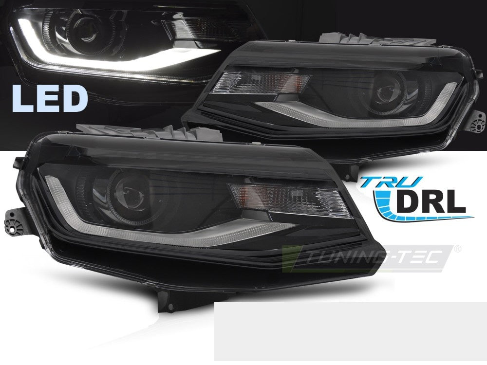 Chevrolet Camaro LED frontlykter LPCT16 med integrert dagkjørelys nærbilde