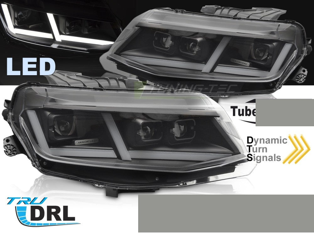 Svarte Full LED frontlykter til Chevrolet Camaro sjette generasjon nærbilde
