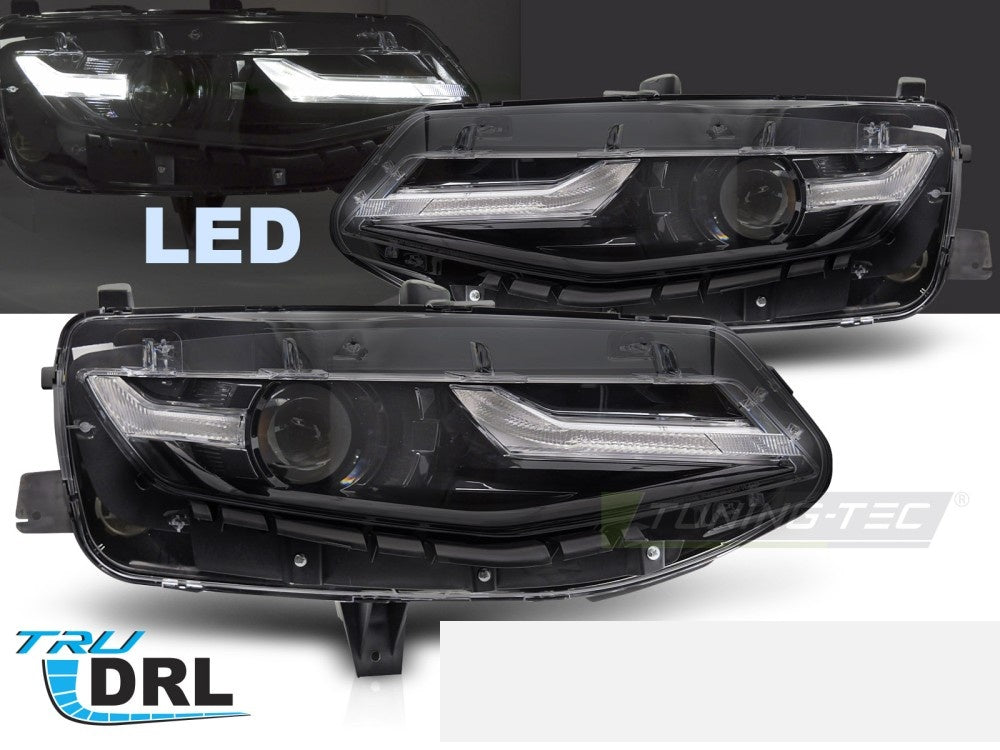 Chevrolet Camaro 2019–2023 LED frontlykter LPCT18 nærbilde av DRL-stripe