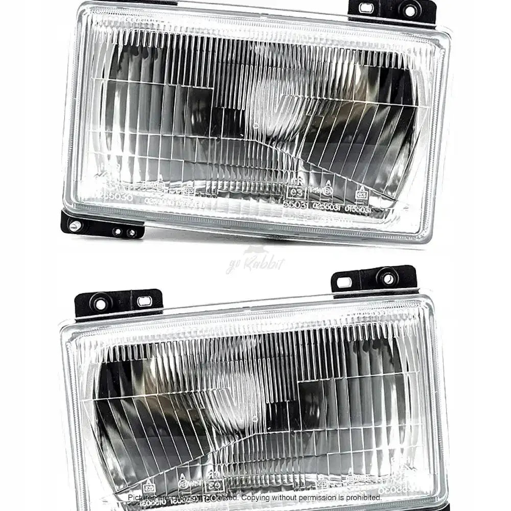 Frontlykter Citroen C25 90-94 H4 sett forfra med klart glass og rektangulær form.