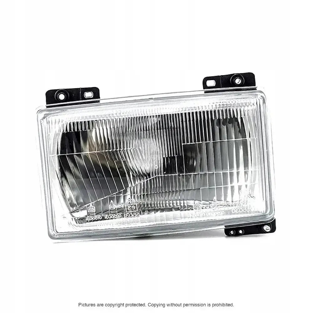 Hovedlys Citroen C25 90-94 H4, rektangulær billykt med klart, riflet glass og sorte festebraketter.