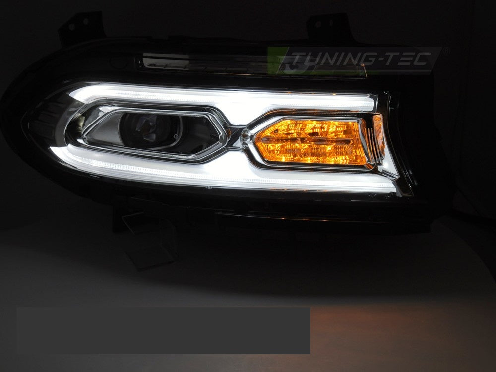 Full LED frontlykt Dodge Charger 2014–2023 krom detalj av lysmodul