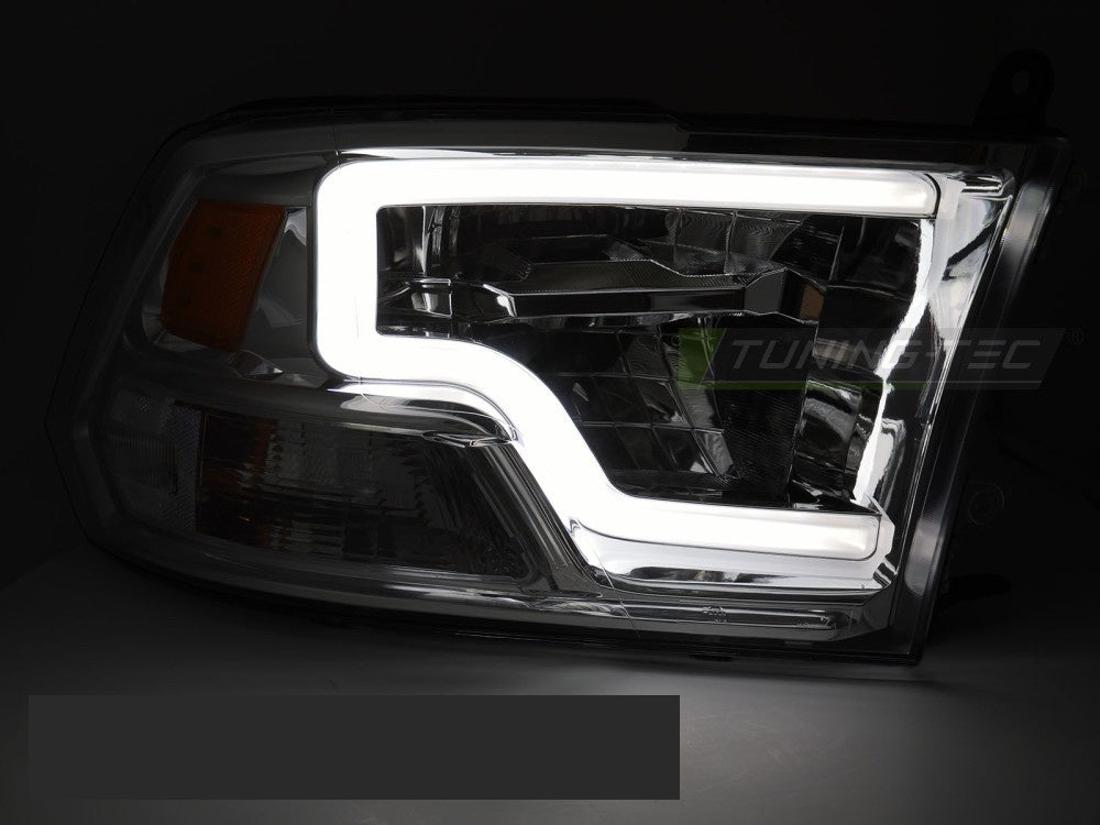Komplett sett frontlykter Dodge Ram 09-18 krom LED tube light design