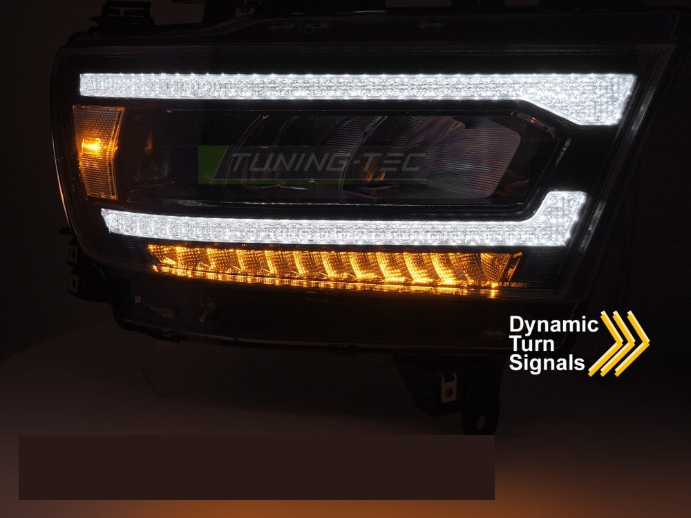 Dodge Ram 2019-2022 frontlykter LED DRL sekvensiell visning fra siden