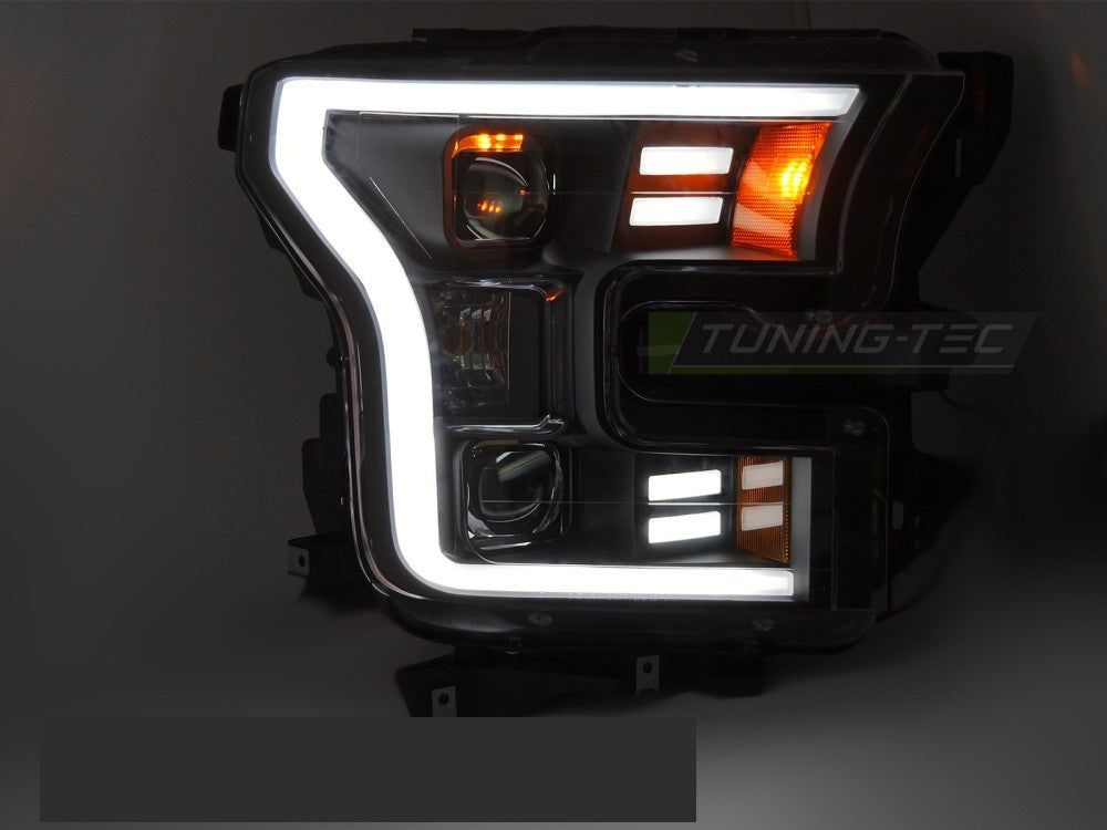 Ford F150 MK13 frontlykter i svart med tube light-design komplett sett