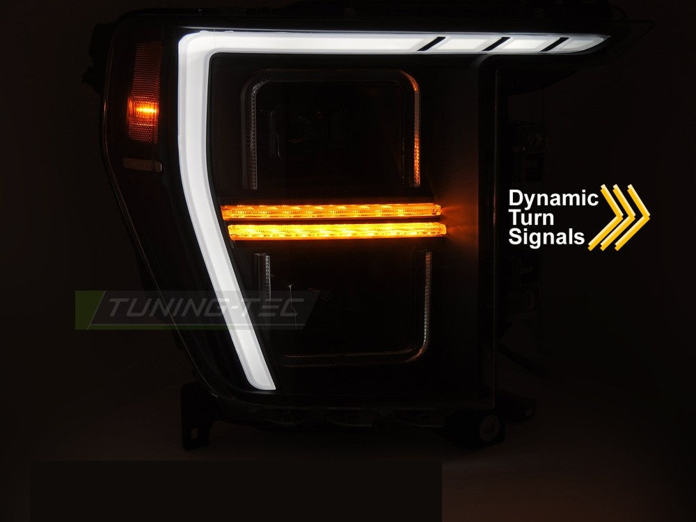 Tube light LED-frontlykter Ford F150 2020–2023 svart design detaljbilde