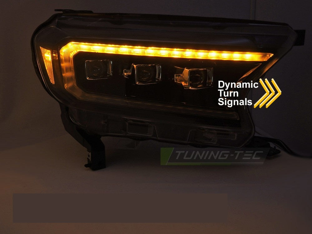 Komplett sett LED frontlykter svart Ford Ranger V 2016–2022 bakside
