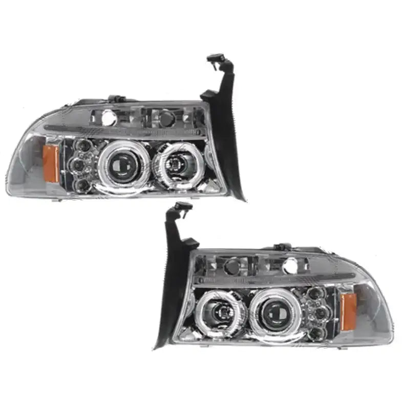 Frontlykter H1+H3 til Dodge Durango 97-04 med doble runde linser og oransje blinklysfelt.