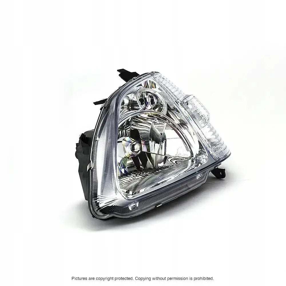 Headlights Honda Civic 7 01-03 H4 i skrå vinkel med klare linsemønstre mot hvit bakgrunn.