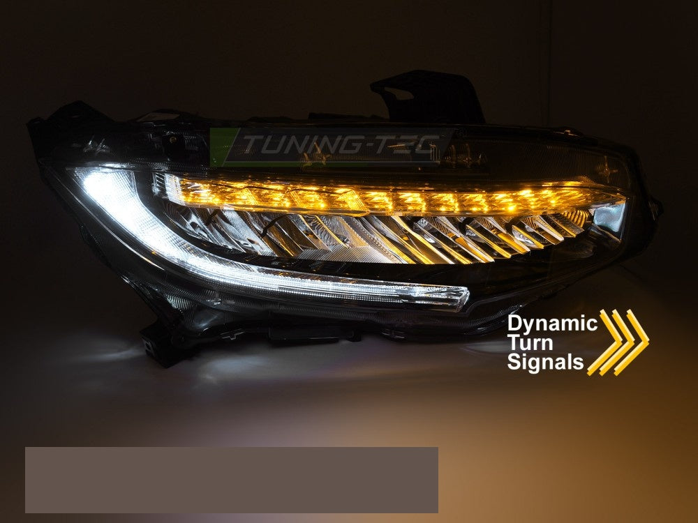 Frontlykter Honda Civic X 2016–2021 Full LED svart komplett sett
