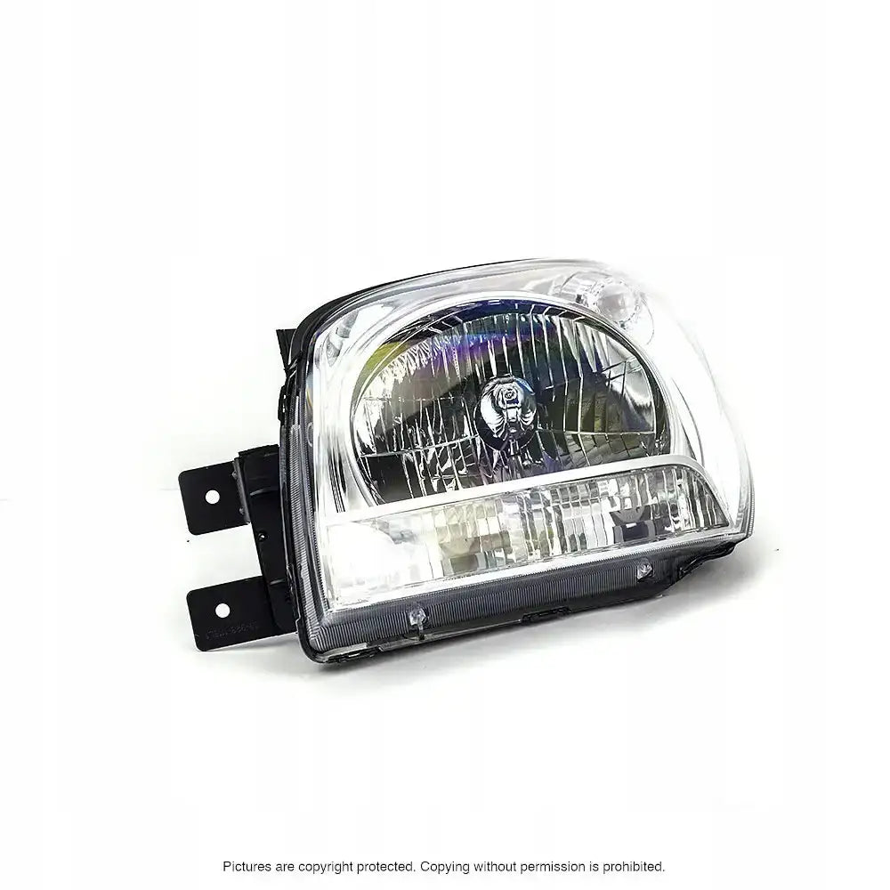 Hovedlykter Kia Sportage II 04-08 H4 rektangulær billykt med klar plast og sorte monteringsbraketter.