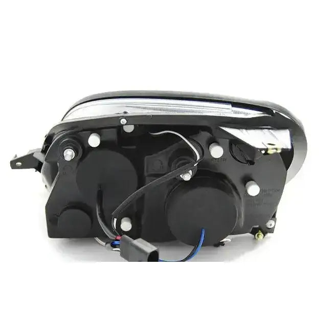 Headlights bakside av sort Mercedes R170 SLK Angel Eyes CCFL med synlige ledninger og svarte plastdeksler.