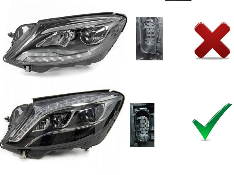 Detaljbilde Full LED frontlykt Mercedes S-Klasse W222 svart innvendig design