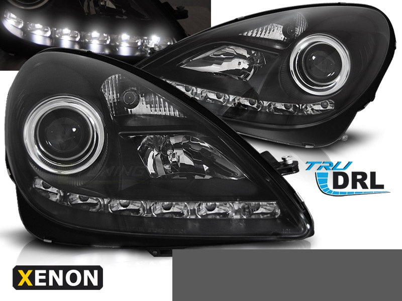 Svarte xenon frontlykter med dagkjørelys til Mercedes-Benz SLK R171 2004–2011