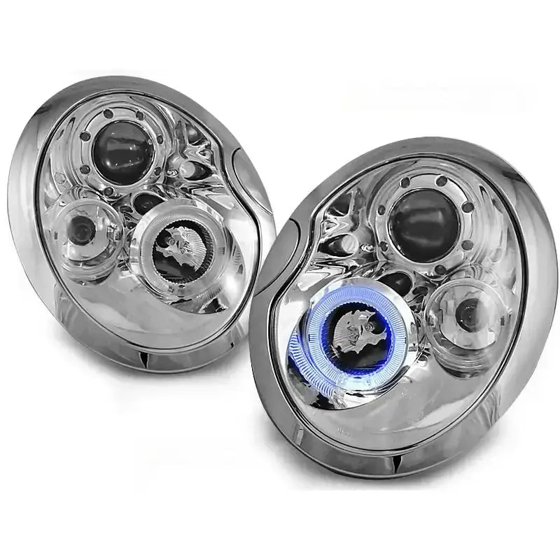 Frontlykter Mini Cooper 05.01-10.04 Angel Eyes Chrome