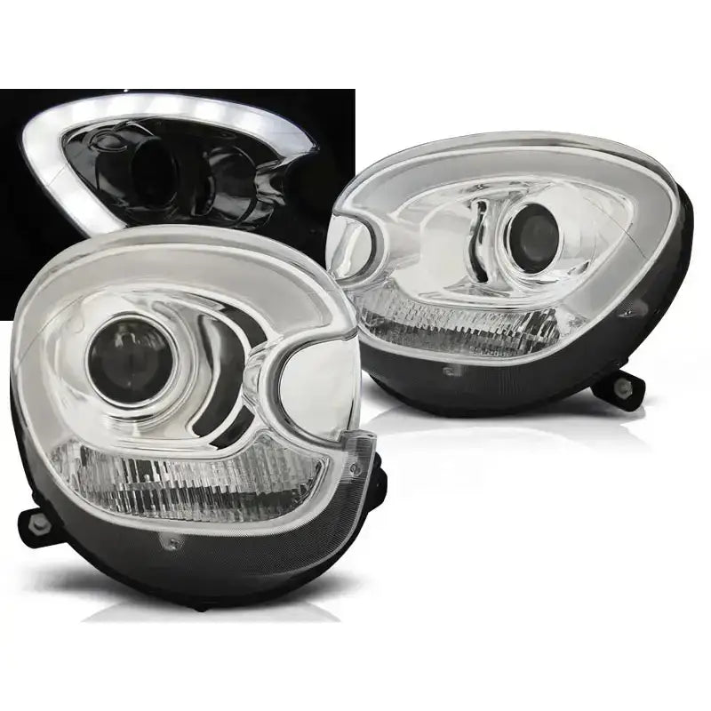 Frontlykter Mini Countryman R60 10-14 Tube Light Chrome