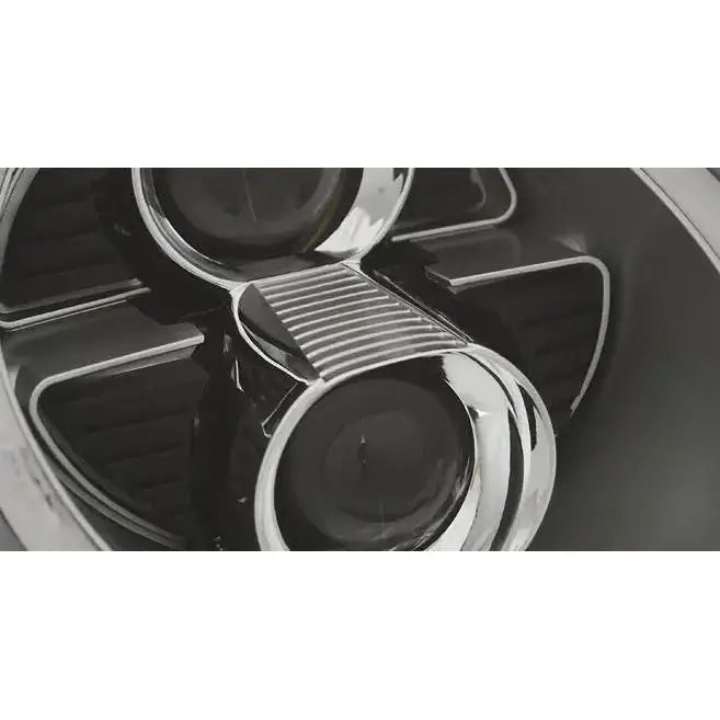 Hovedlys Porsche 911 997 sølv xenon med to runde linser og blanke, riflede kanter.