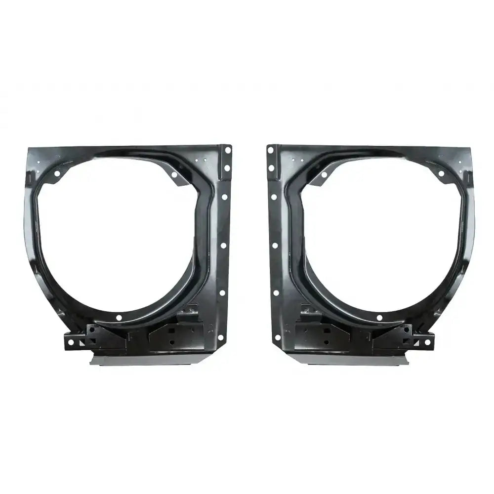 Frontlykter rammer Mercedes W463 G-Klasse 90-06 i svart metall med runde åpninger og monteringshull.