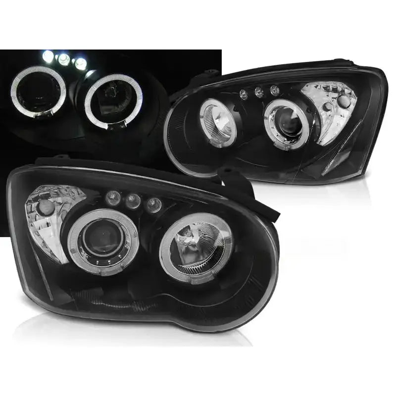 Frontlykter Subaru Impreza Ii Gd 03-05 Angel Eyes Black